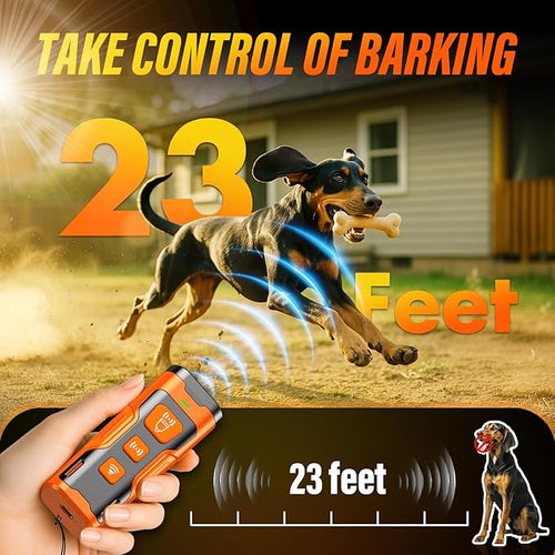 Dog Bark Deterrent Device, 3X Ultrasonic Anti Barking, 6 Training Modes 23 FT Range Barks No More Indoors Outdoors Behavior Correct Safe & Humane Rechargeable Compact Bark Control for Dogs